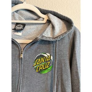 Santa Cruz Skateboards Grey M Zip Up Hoodie Neon Classic Dot Skater Grunge Y2K